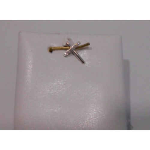 CRUZ ORO BLANCO Y BRILLANTES 8x10mm - 365-00845