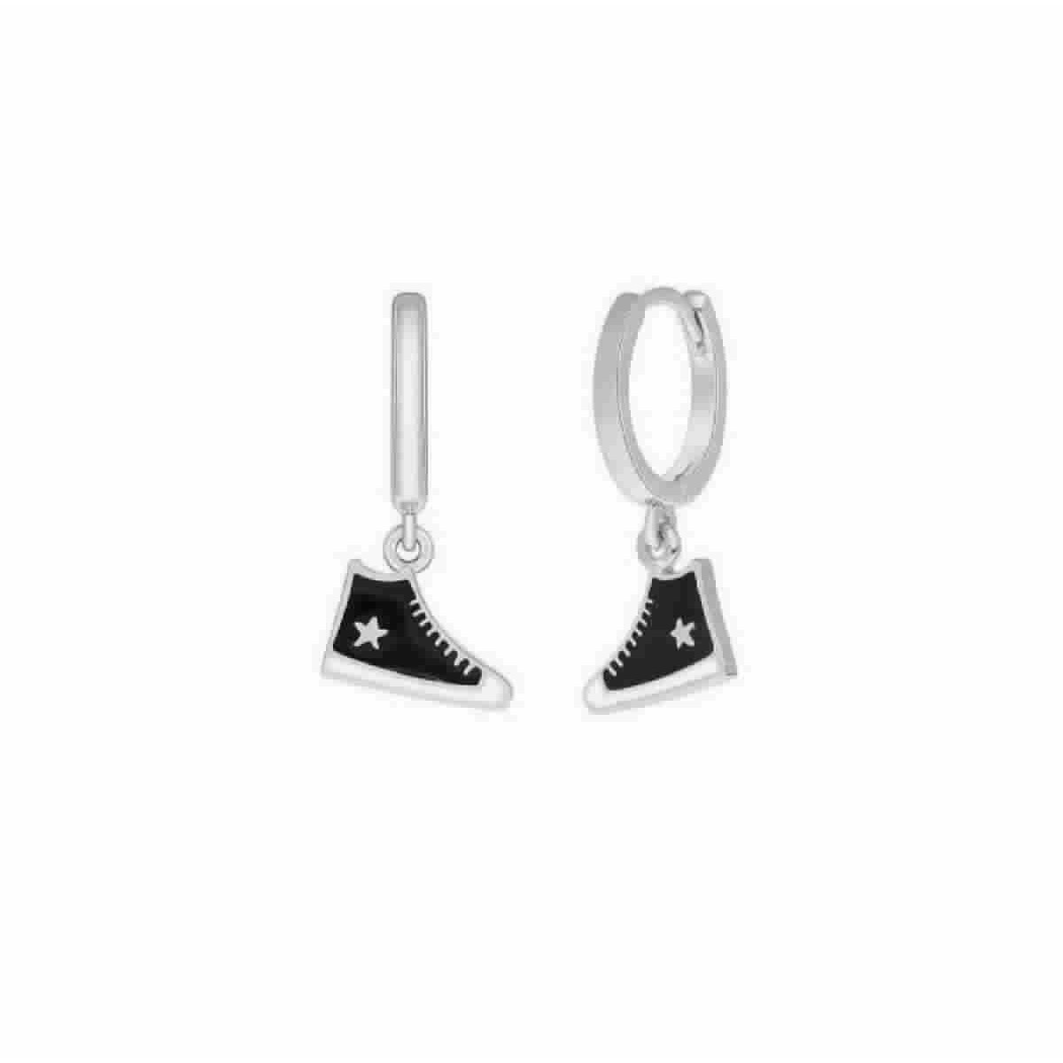 Pendiente Aro Plata Converse Negras - D03001/AZ