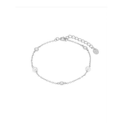 Pulsera Plata Circonitas y Perlas