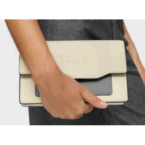 Clutch beige y gris Audree Saffiano - 2002286901