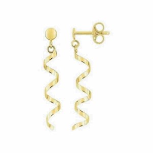 Pendientes largos espiral  oro 18 kt - 11837