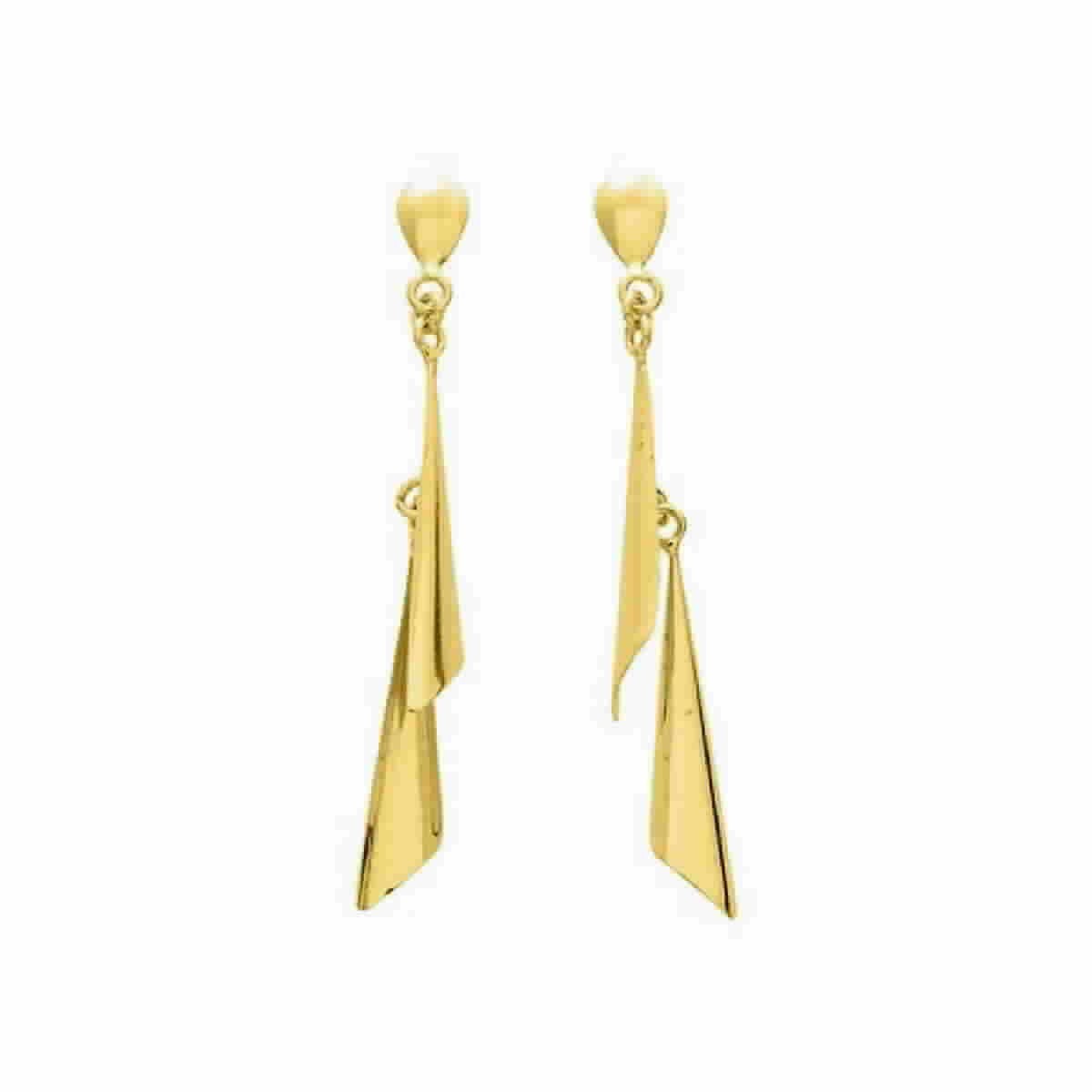 Pendientes Largos Geométricos en Oro Amarillo 18kt - 8322