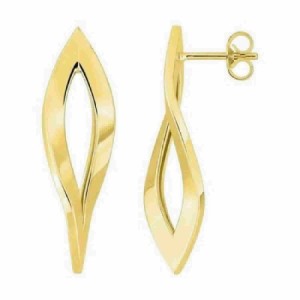 Pendientes de Oro Amarillo 18kt con Silueta Marquise Calada Elegancia - 3877