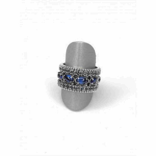 Anillo Top Silver Piedras Ovales Azules - AN6530P