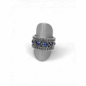 Anillo Top Silver Piedras Ovales Azules - AN6530P