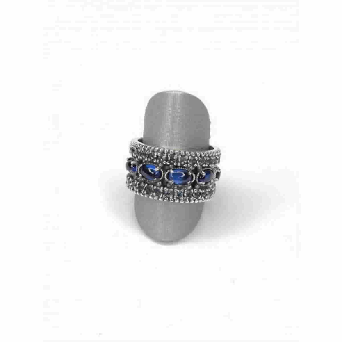 Anillo Top Silver Piedras Ovales Azules - AN6530P