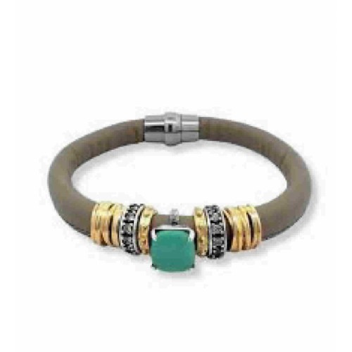 Pulsera Top Silver Cuero Beige - PU8157PC
