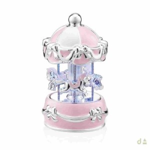 Cajita de Música Carrusel Infantil Rosa en Plata Bilaminada - 4BI-DHFL0027R