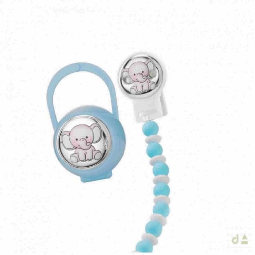 Set Portachupetes y Pinza Elefantino Azul - 4CJT-VL75136.C